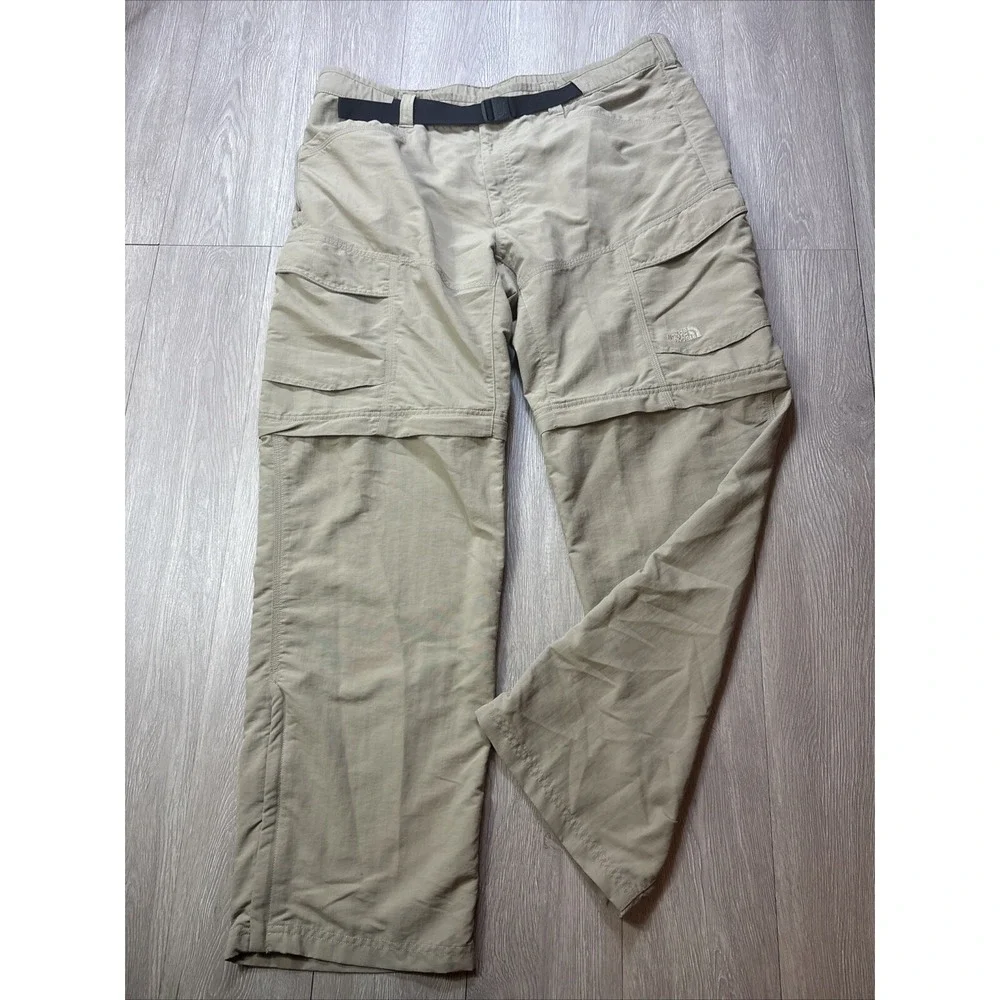 The North Face Convertible Pants‎ Outdoors Hiking Men's XL Beige Nylon Belted
